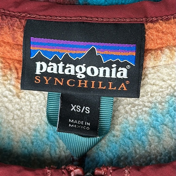 Patagonia Women's Synchilla Fleece Hooded Poncho  XS/S Cinder Red Aztec Navajo - Picture 5 of 13